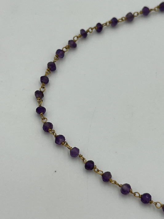 Linked Amethyst Chain Gold plated Priced Per Foot