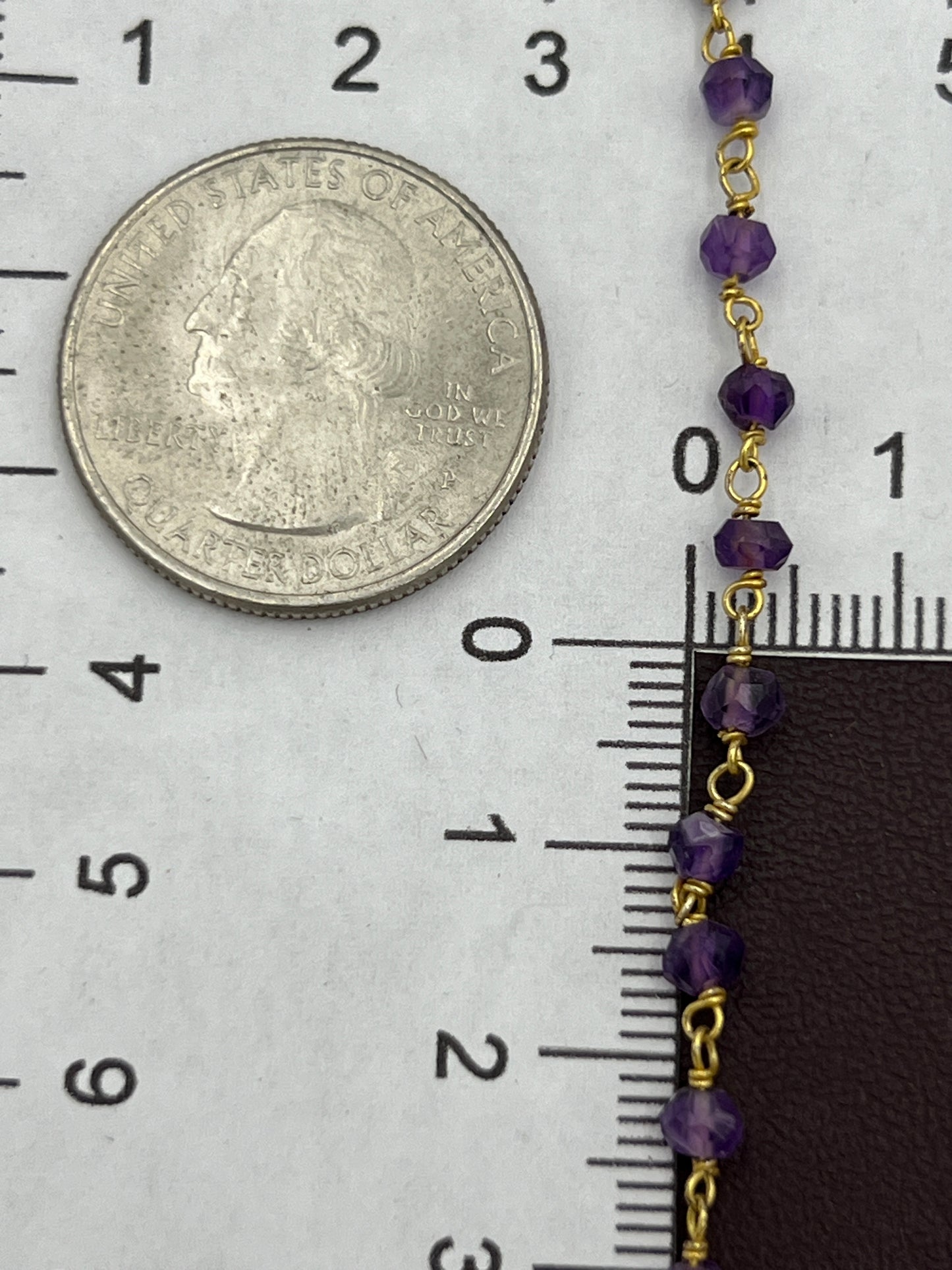 Linked Amethyst Chain Gold plated Priced Per Foot