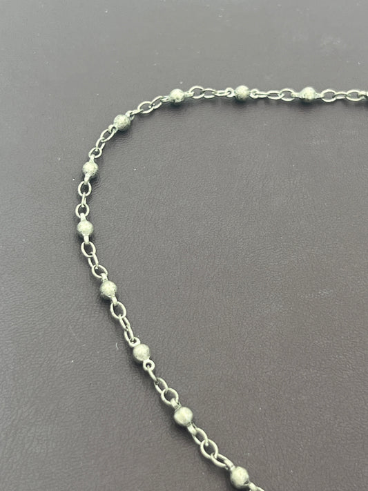 3mm Antique Silver Plated Round & Link Chain Priced Per Foot