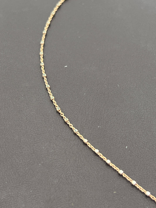 Sterling Silver Rose Gold Two Tone 1.1mm Chain Priced Per Foot