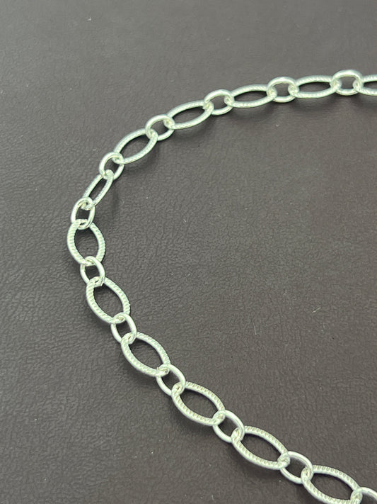 7x5mm Silverplated Notched Oval Chain Priced Per Foot