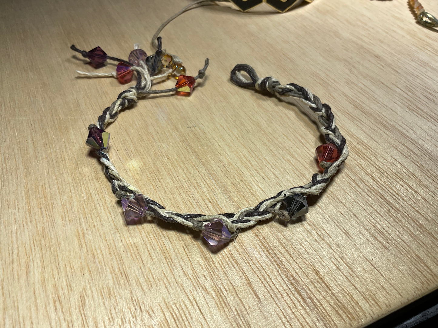 Handmade Rope and Crystal Bracelet