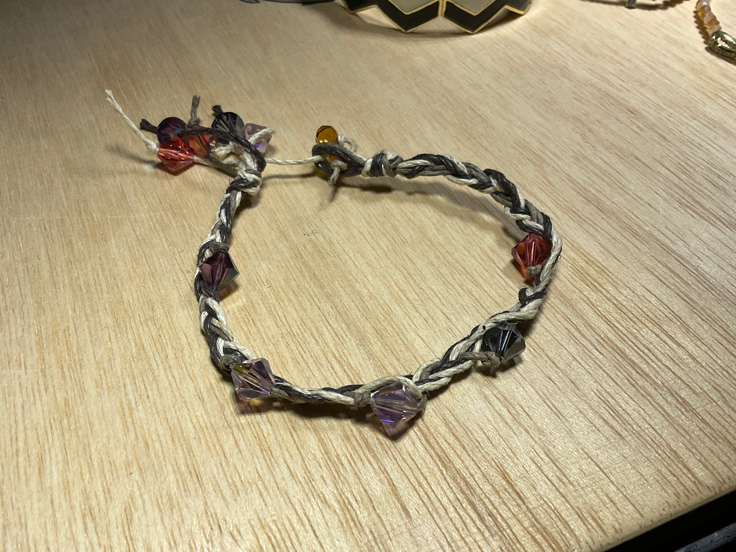 Handmade Rope and Crystal Bracelet