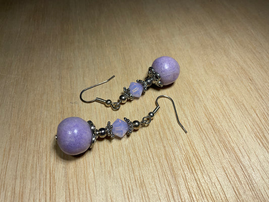 Vintage Purple Spot Stone Swarovski Crystal Earrings
