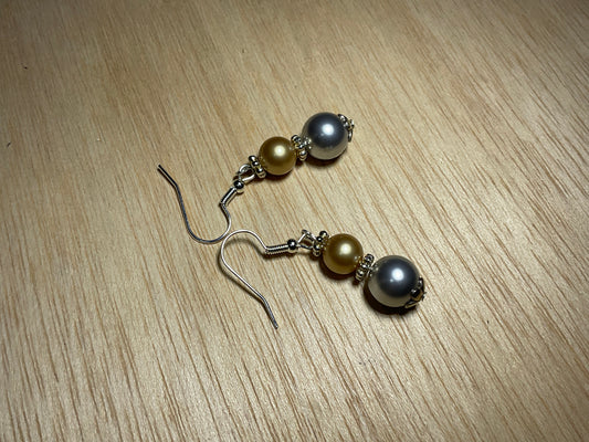 2 Tone Swarovski Pearl Earrings