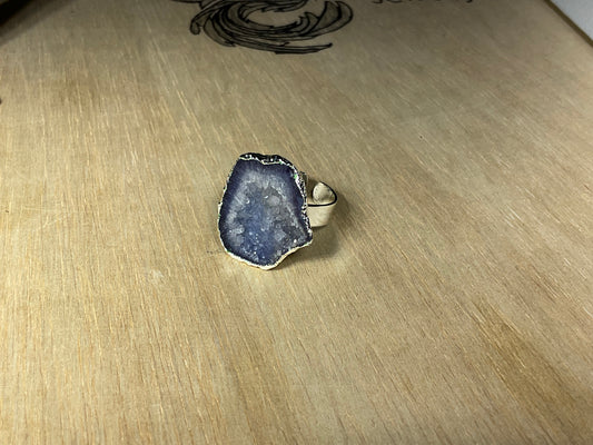 Druzy Silverplated Adjustable Ring