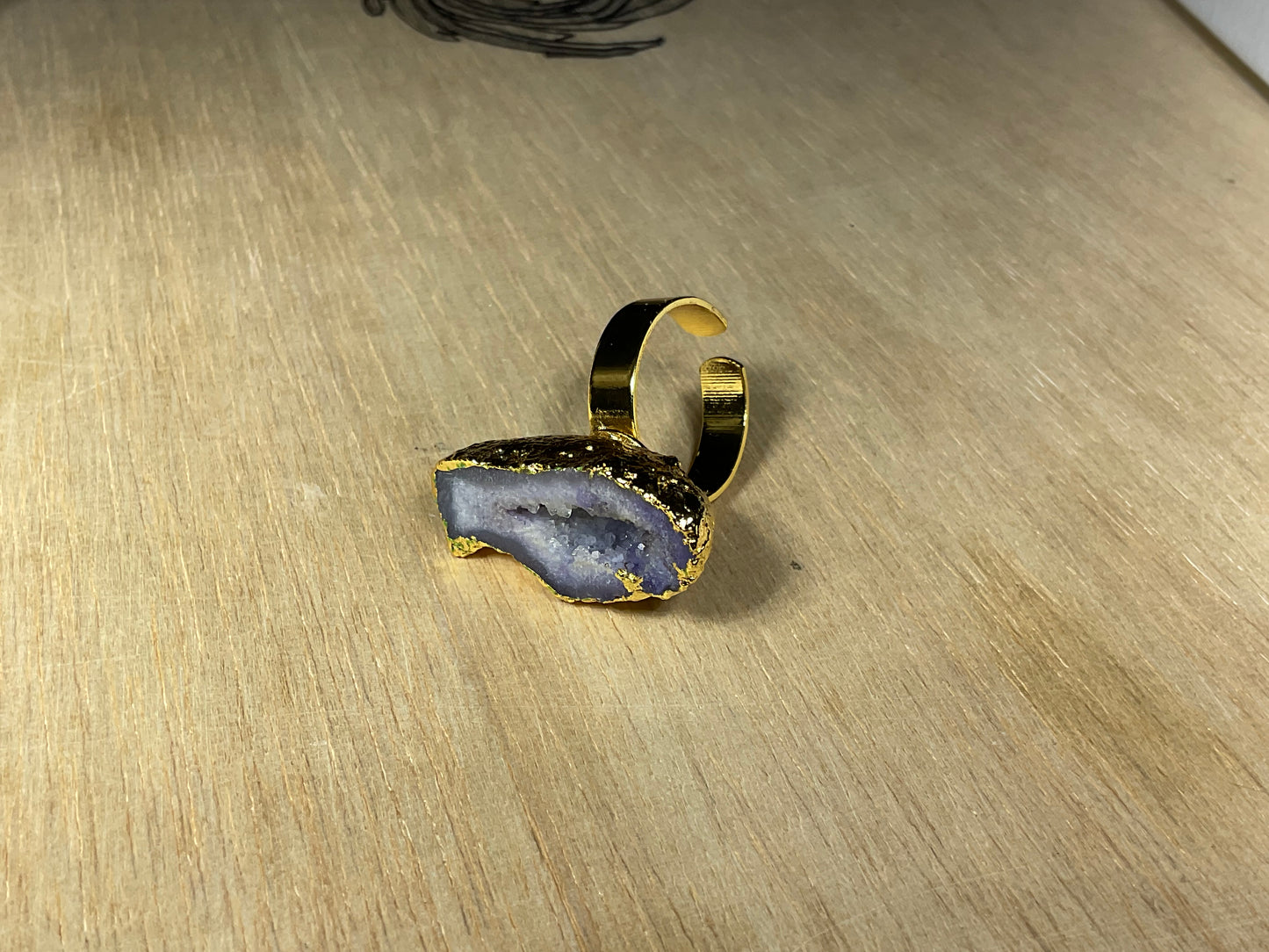 Druzy Goldplated Adjustable Ring