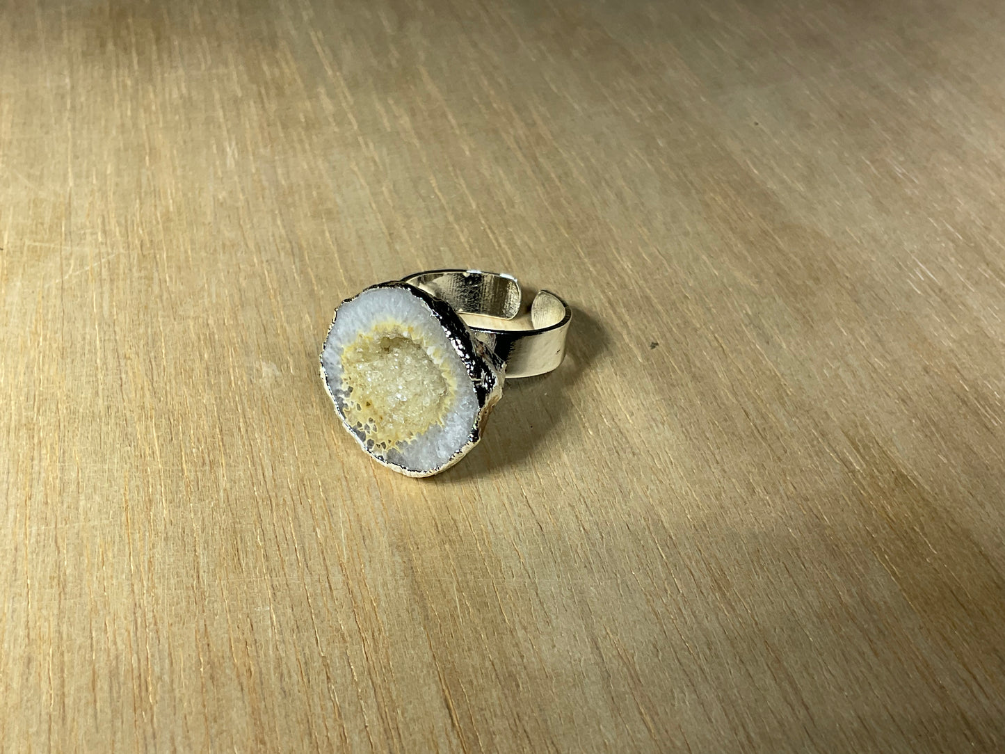 Druzy Silverplated Adjustable Ring