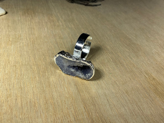 Druzy Silverplated Adjustable Ring