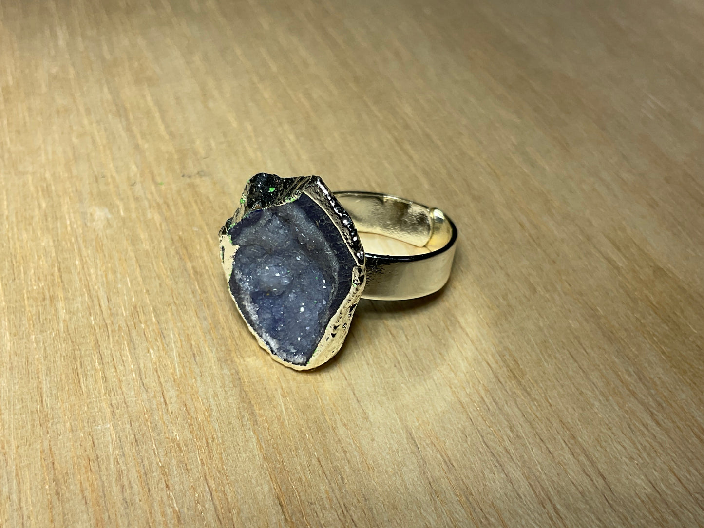 Druzy Silverplated Adjustable Ring