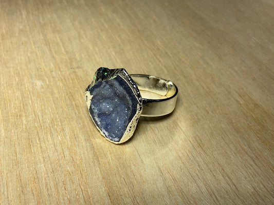 Druzy Silverplated Adjustable Ring