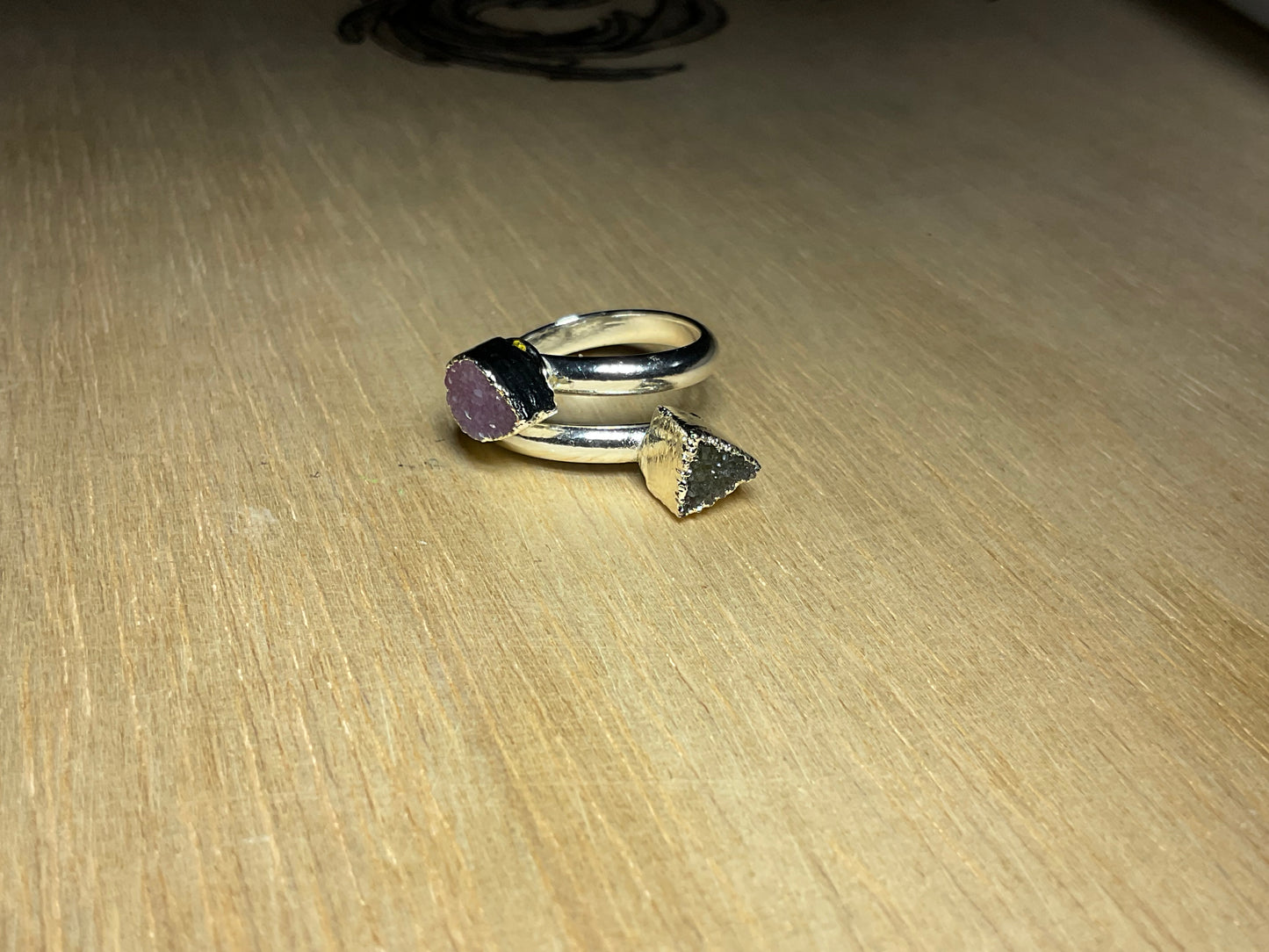 Druzy Silverplated Adjustable Ring