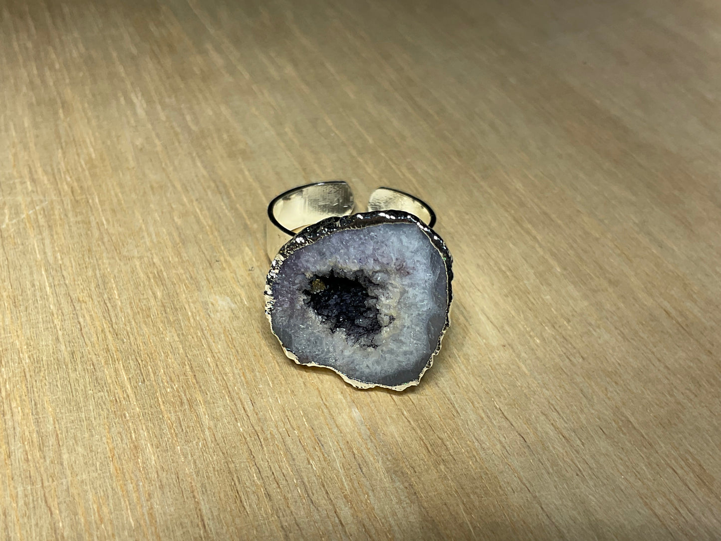 Druzy Silverplated Adjustable Ring