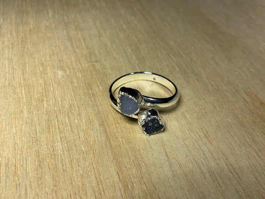 Druzy Silverplated Adjustable Ring