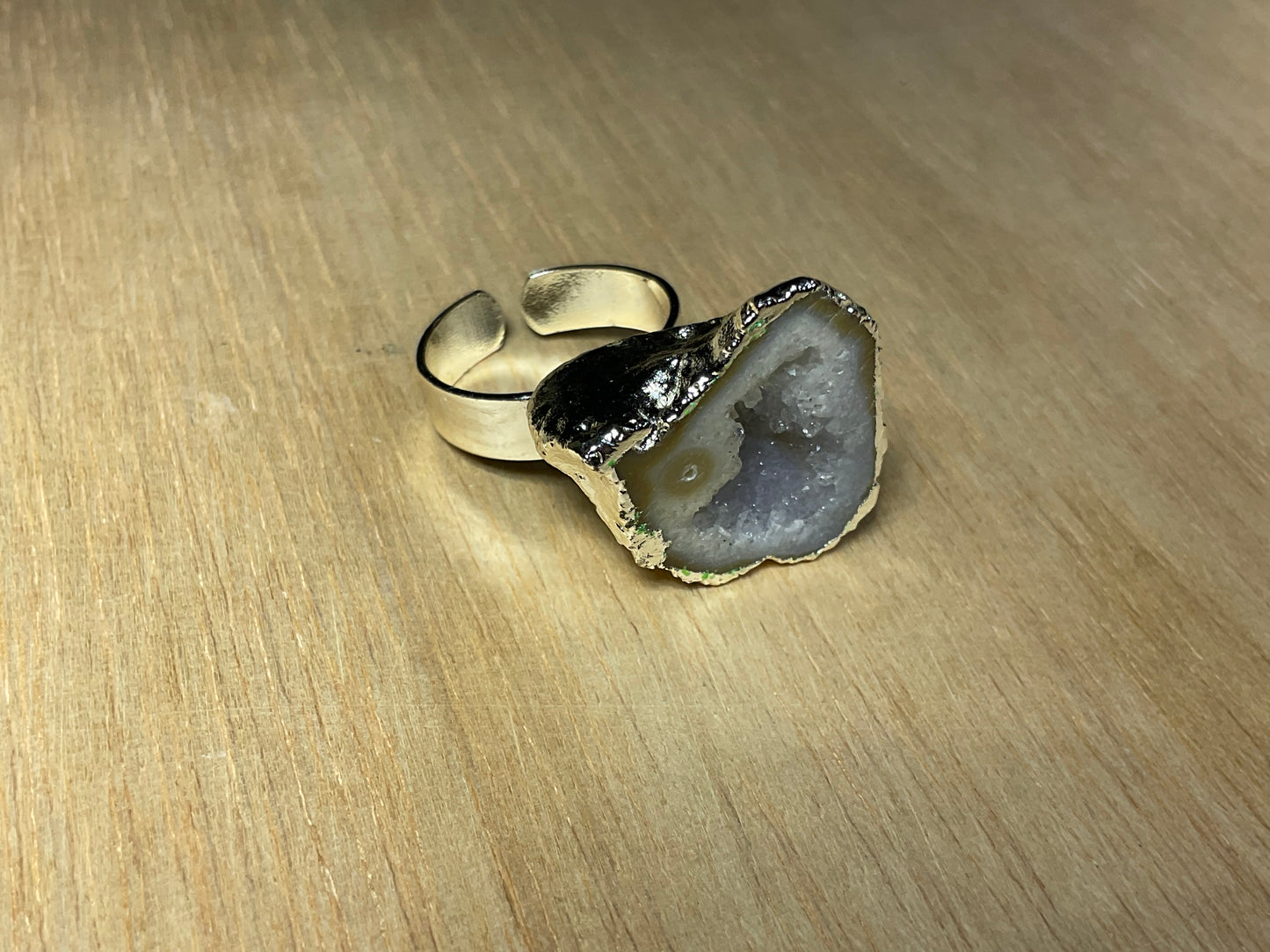 Druzy Silverplated Adjustable Ring