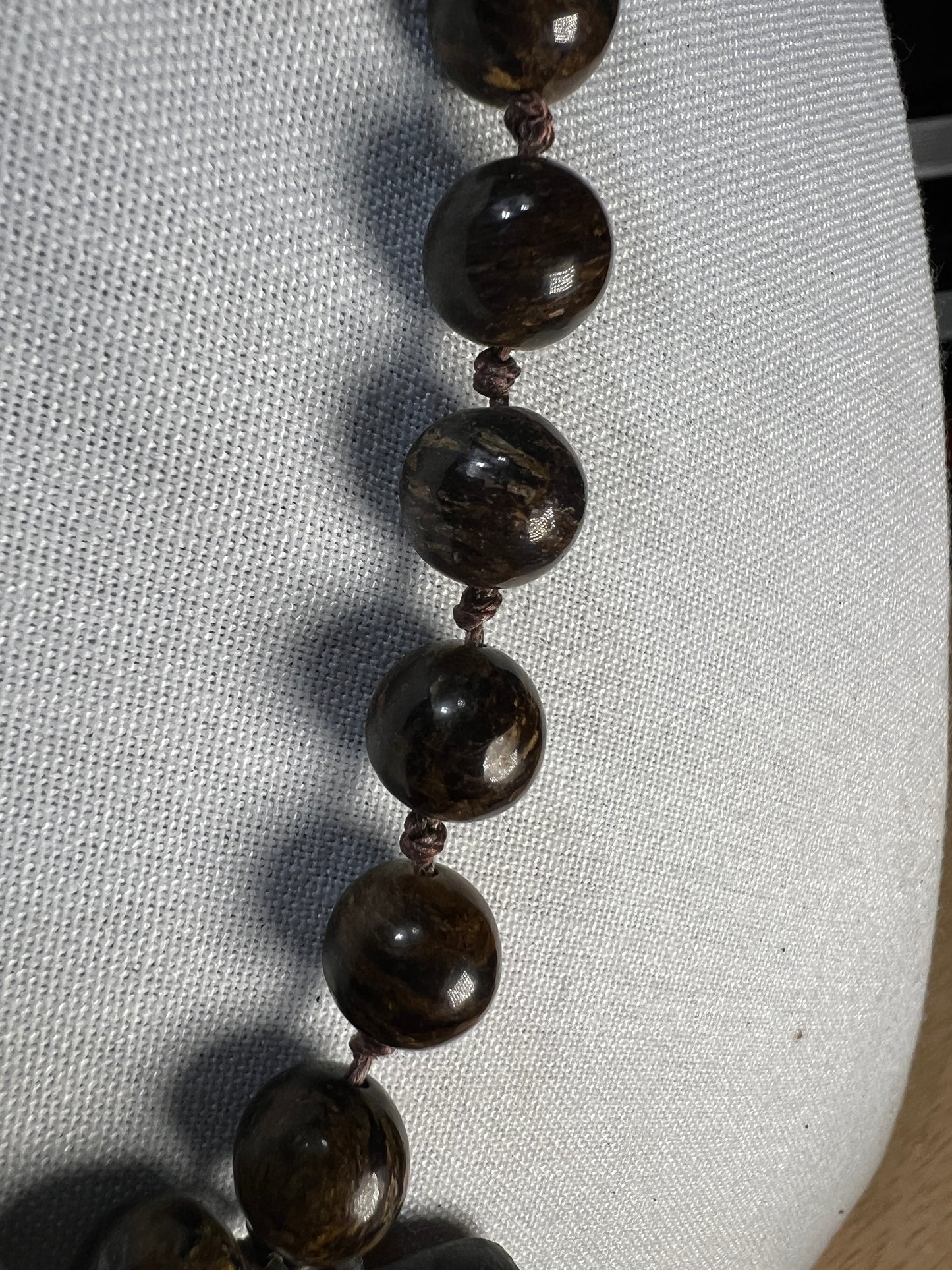 Beaded Bronzite Necklace With Pendant