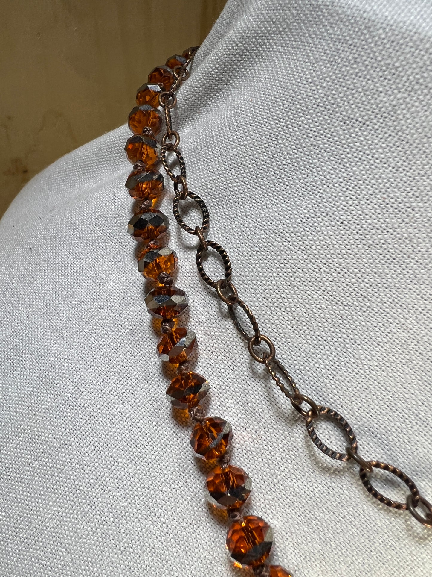 Knotted Swarovski Beaded Necklace w/Chain