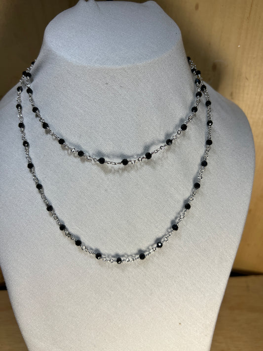 Black Link and Silverplated Necklace