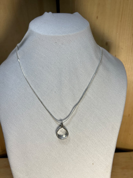 Silverplated Necklace w/Crystal Pendant