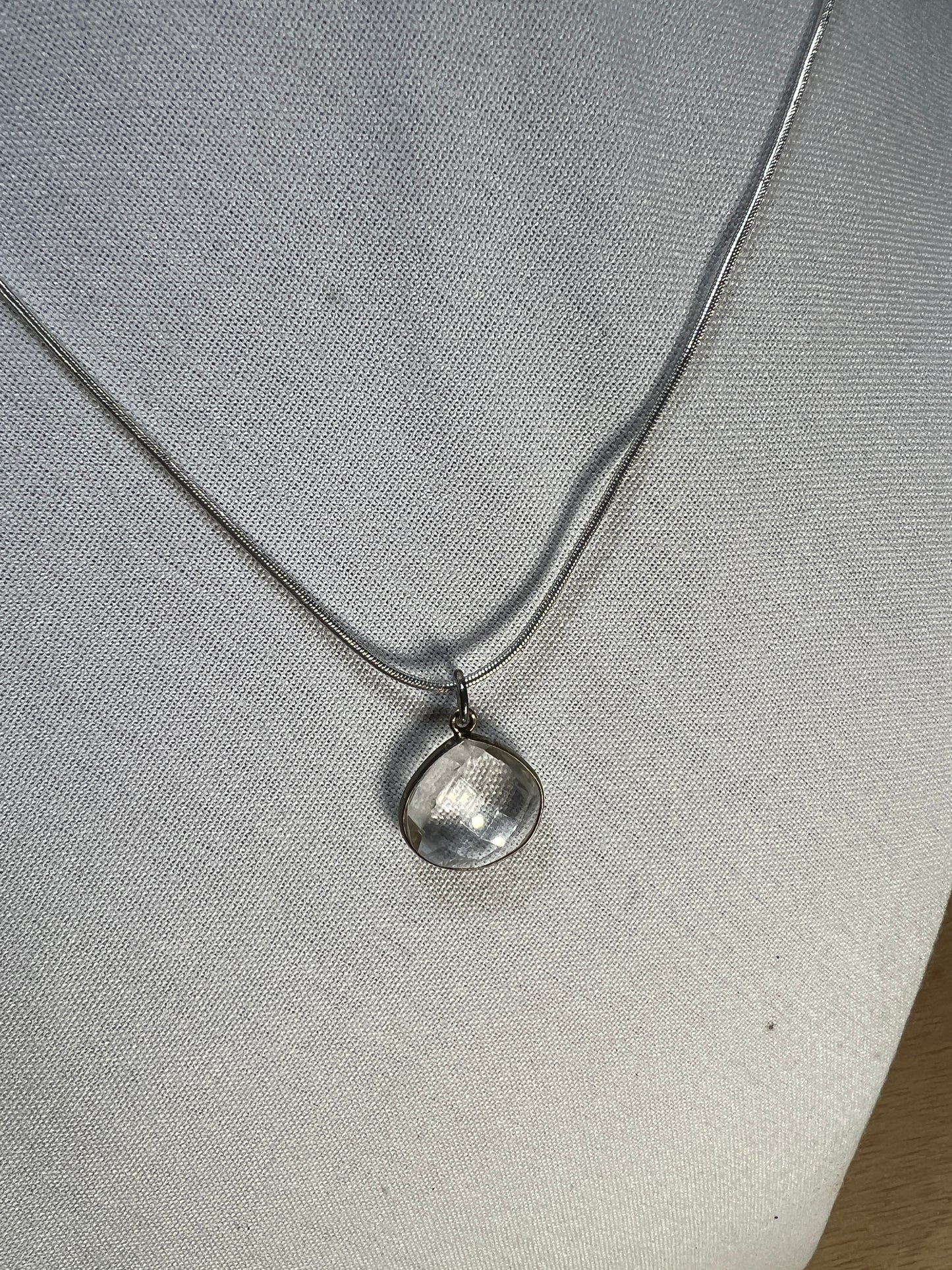 Silverplated Necklace w/Crystal Pendant