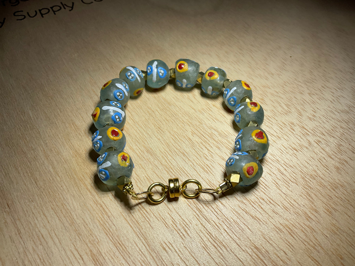 Painted Glass Bracelet w/ Magnetic Clasp