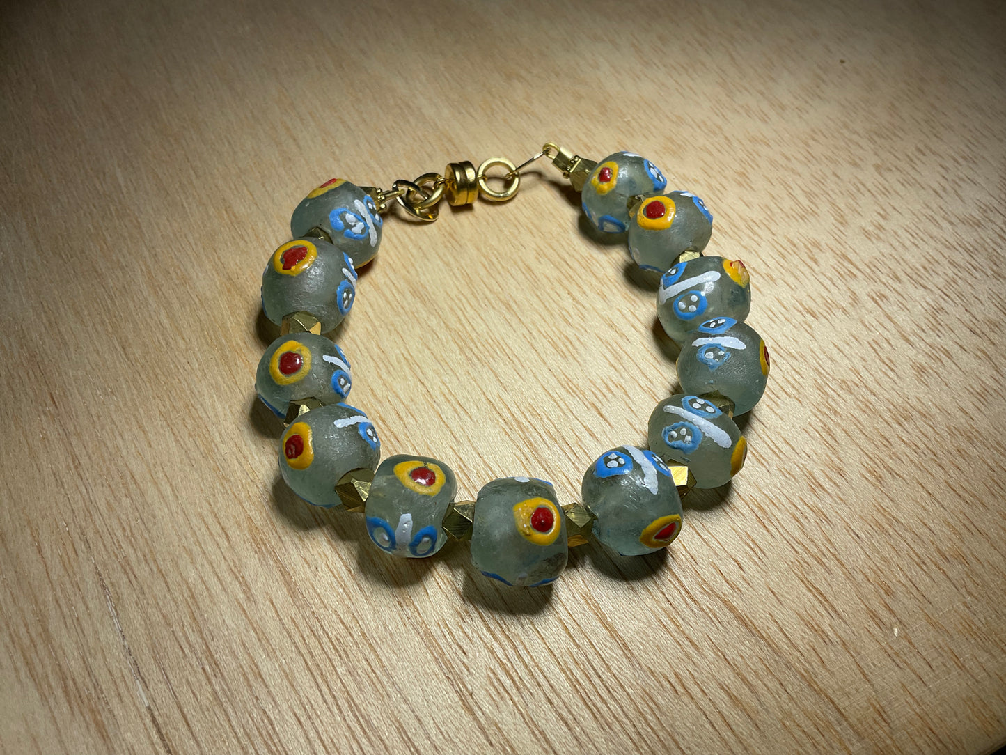 Painted Glass Bracelet w/ Magnetic Clasp