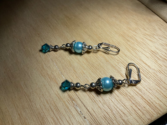 Turquoise Fossil Bead Drop Earrings